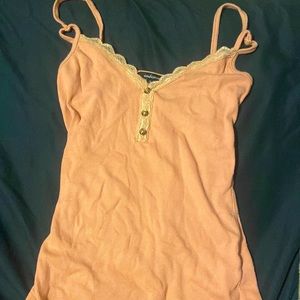 Cute coquette pink lace tank top with buttons